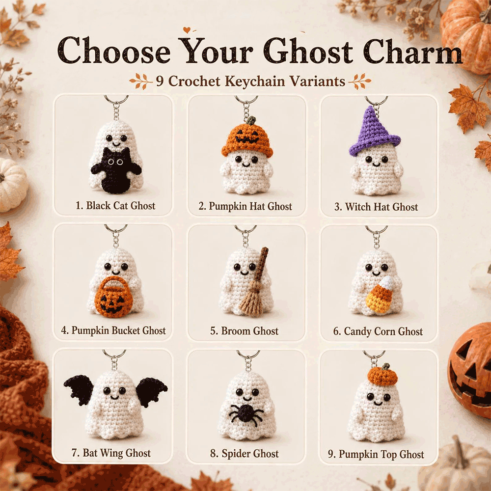 Handmade Halloween Crochet Ghost Keychain | Cute Spooky Bag Charm