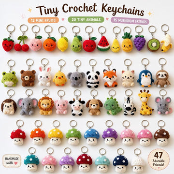 Cute Crochet Animal Keychains, Handmade Amigurumi Plush Bag Charms, Tiny Stuffed Animal Gifts, Friend Gift, Crochet Keychain, Mother's Day