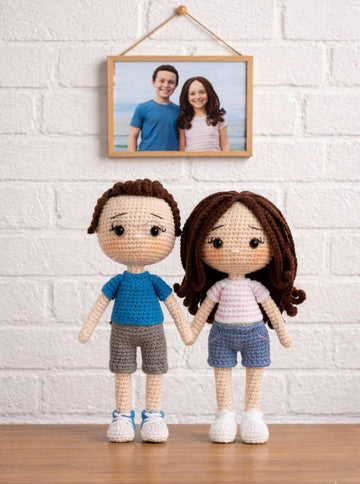 Couple Portrait Doll – Custom Crochet Look Alike Doll | Personalized Anniversary Gift