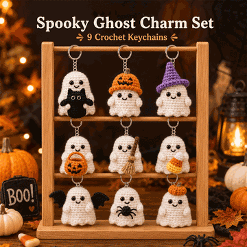 Handmade Halloween Crochet Ghost Keychain | Cute Spooky Bag Charm