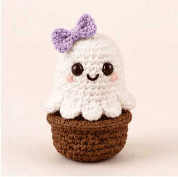 Handmade Crochet Ghost Car Mirror Charm | Spooky Halloween Accessories