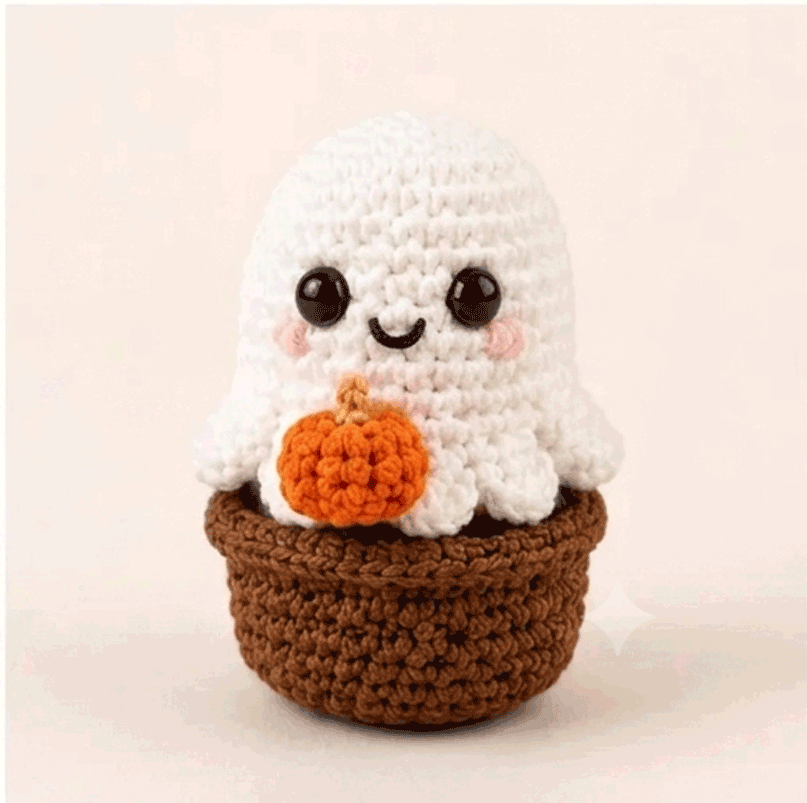 Handmade Crochet Ghost Car Mirror Charm | Spooky Halloween Accessories