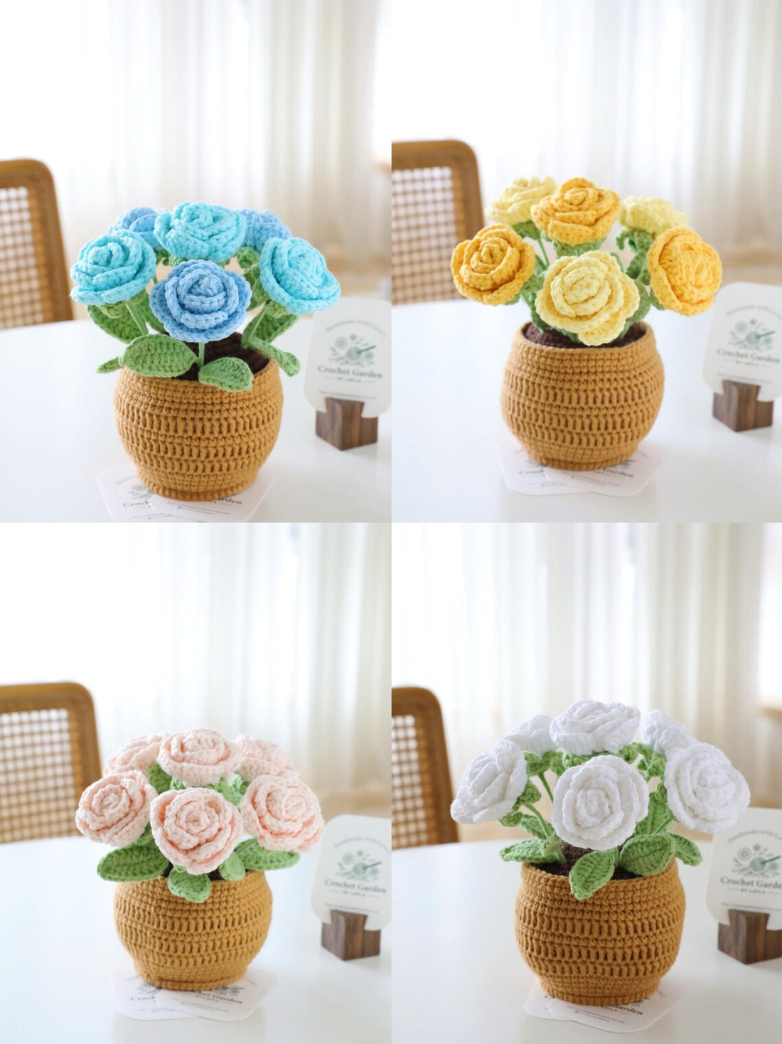 Crochet Flower in Pot – Handmade Roses