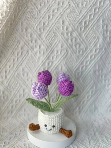 Handmade Crochet Tulip Flower Pot