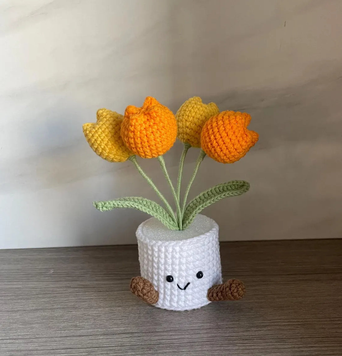 Handmade Crochet Tulip Flower Pot