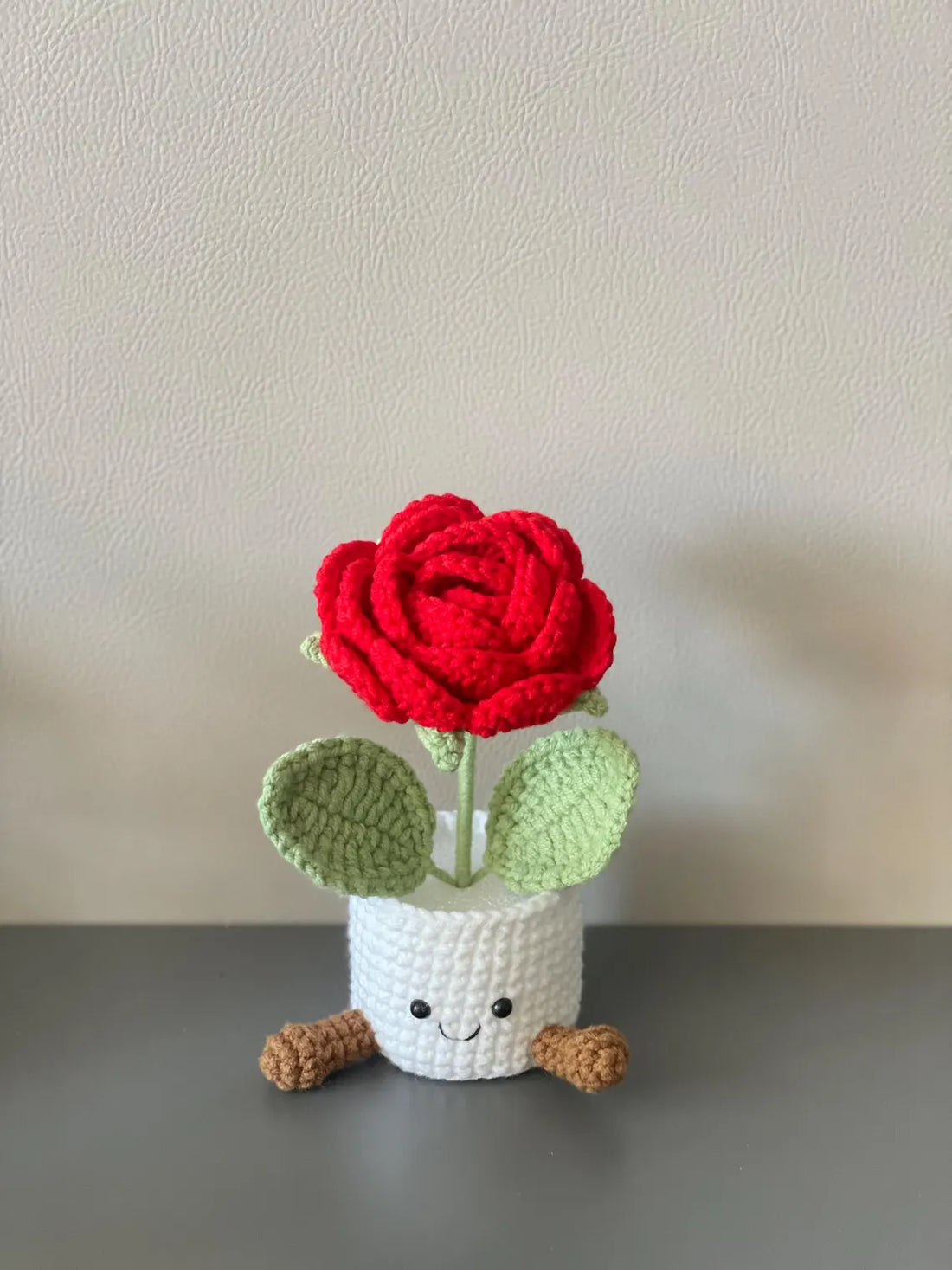 Handmade Crochet Rose Flower Pot