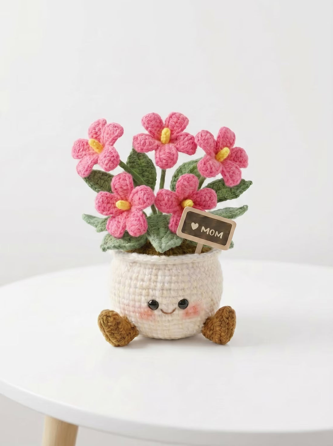 Handmade Crochet Smiling Daisy Flower Pot