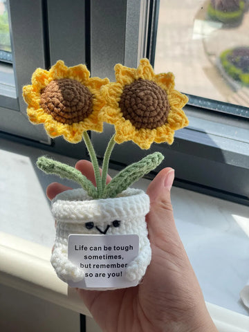 Handmade Crochet Sunflower Pot