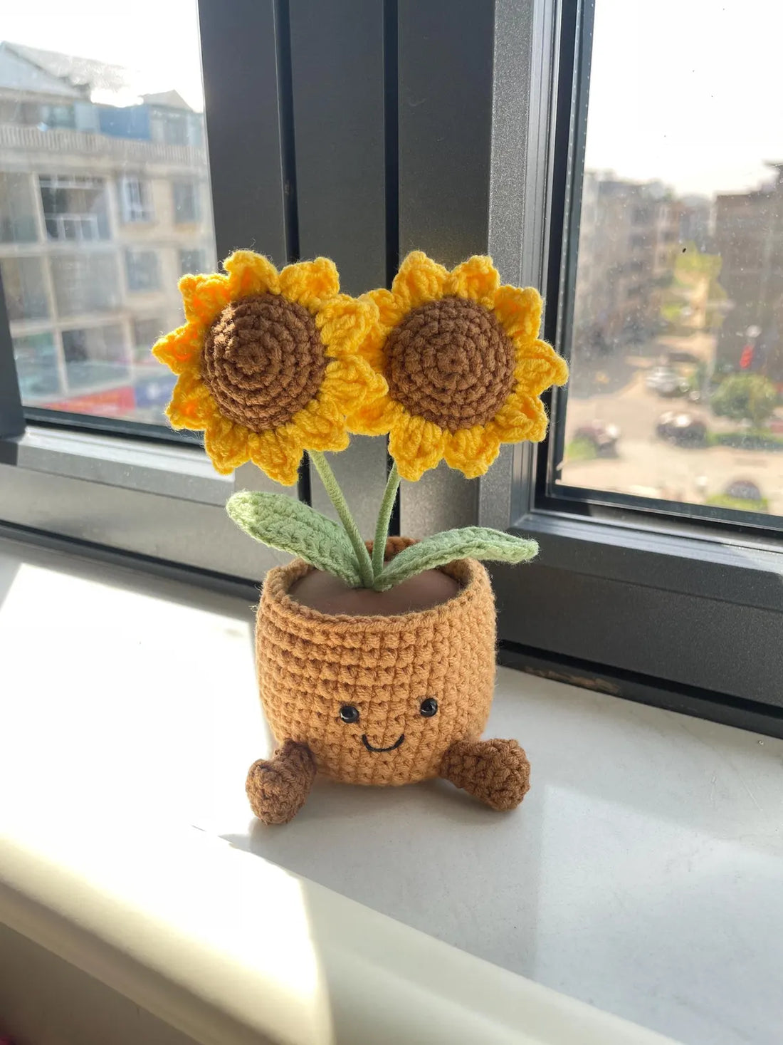 Handmade Crochet Sunflower Pot