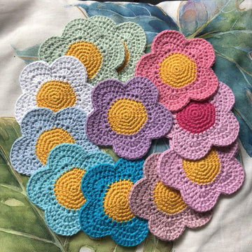 Crocheted Flower Coaster – Handmade Daisy Mug Mat