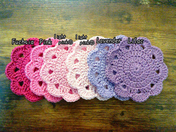 Solid Flower Crochet Coasters – Set of 4 Handmade Drink Coasters