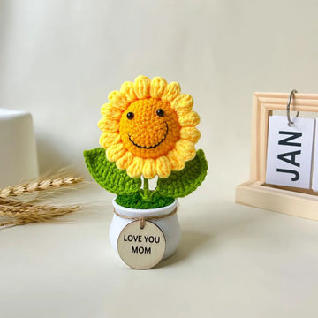 Crochet Sunflower Plant, Sunflower in Pot, Home Decor, Encouragement Daily Positive Affirmations, Birthday, Christmas Gift, Gift for Her