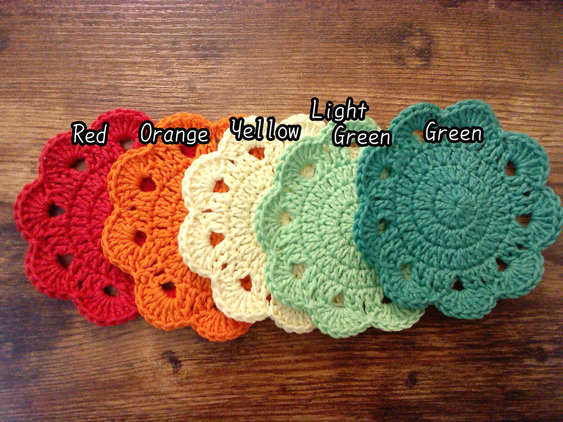 Handmade Crochet Floral Coaster Set – Cute Housewarming Gift & Table Decor
