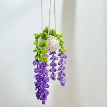 Handmade Crochet Car Plant – Cute Hanging Mirror Charm & Home Decor