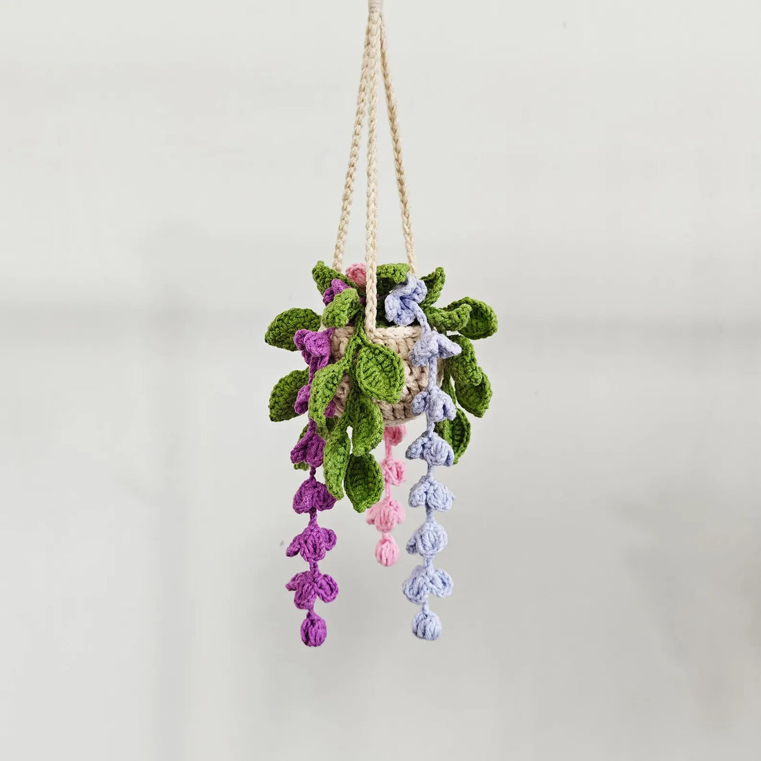 Handmade Crochet Car Plant – Cute Hanging Mirror Charm & Home Decor