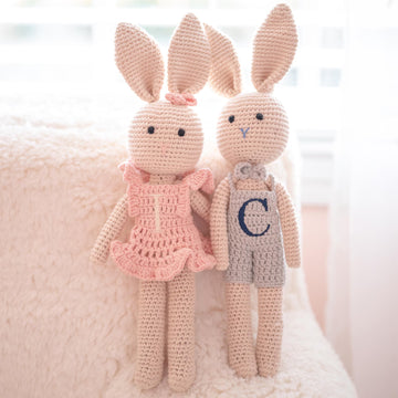 Personalized Crochet Doll, Embroidered Bunny, Monogrammed Baby Gift for Boys & Girls