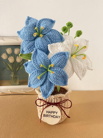 Personalized Crochet Flower Bouquet – Custom Tag Forever Flowers for Mom, Christmas & Thank You Gift