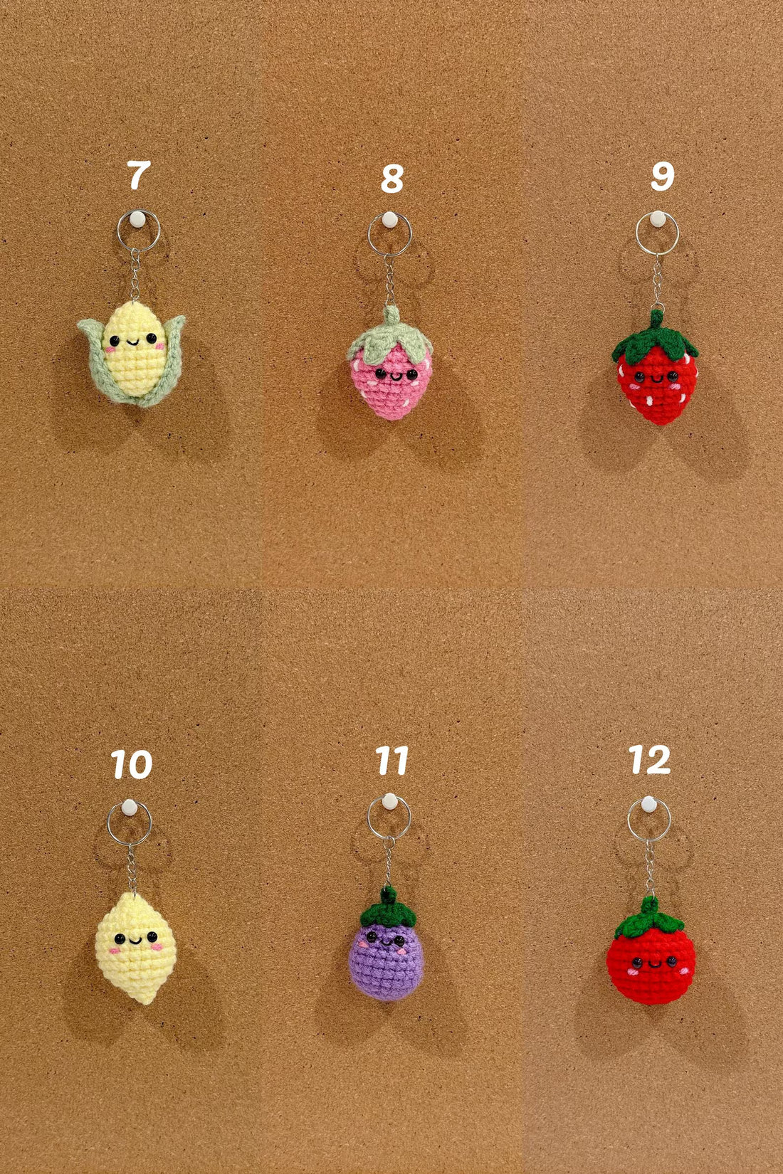 Fruits & Vegetables Crochet Keychain | Custom Handmade Bag Charm