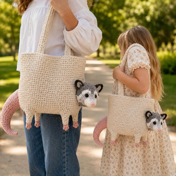 Handmade Crochet Opossum Tote Bag