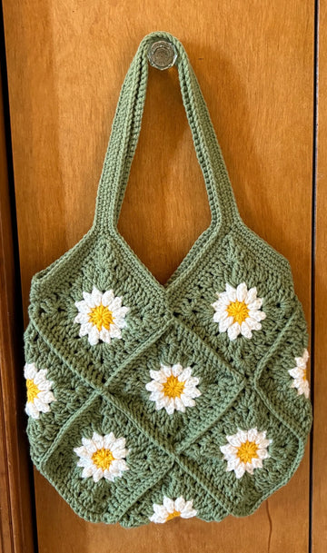 Crocheted Daisy Tote Bag