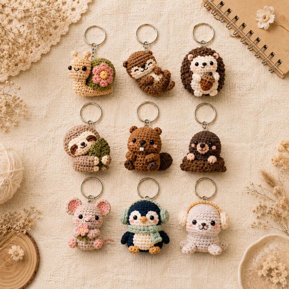 Handmade Crochet Animal Keychain & Backpack Charm | Cute Amigurumi Pet Keyring Teacher Appreciation Gift