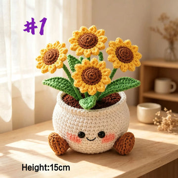 Handmade Amigurumi Crochet Flower Pot – Sunflower, Rose, Tulip, Daisy & Carnation
