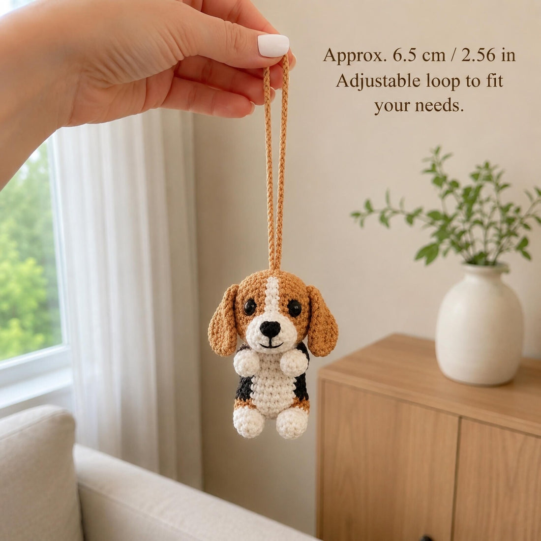 Handmade Crochet Beagle Car Charm | Cute Dog Mom Gift & Christmas Tree Ornament