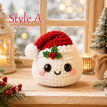 Crochet Christmas Dumpling Plush Hanging Decor Handmade Winter Plush Cute Stocking Stuffer Xmas Table Decor