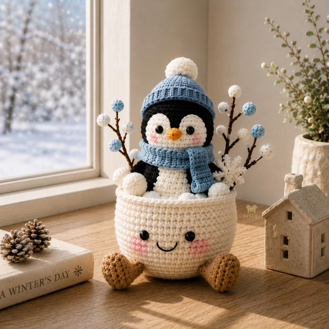 Handmade Crochet Winter Plush – Cute Office Decor & Xmas Gift Idea