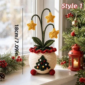 Handmade  Crochet Christmas Potted Plant, Winter Desk Decor, Secret Santa Holiday Gift, Xmas Gift