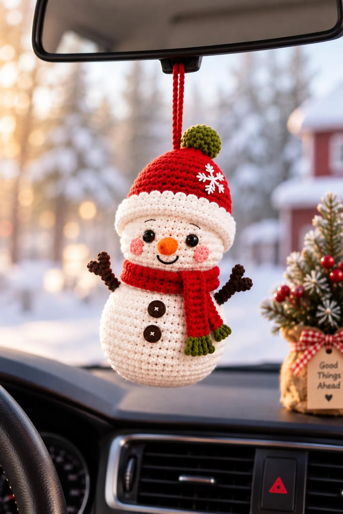 Handmade Crochet Christmas Ornaments, Santa Reindeer Snowman, Car Mirror Charm, Christmas Tree Decor, Backpack Charm,Xmas Gift