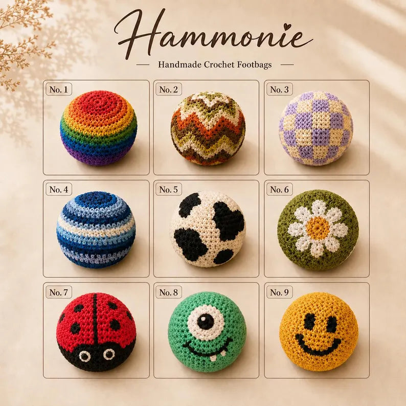 Crocheted Footbag, Knitted Stress Ball, Retro 90s Bean Bag Ball, Boho Outdoor Kick Toy, Colorful Juggling Ball, Handmade Fidget Toy